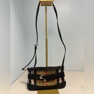 Burberry black House Check Canvas and Leather Peyton Crossbody Bag